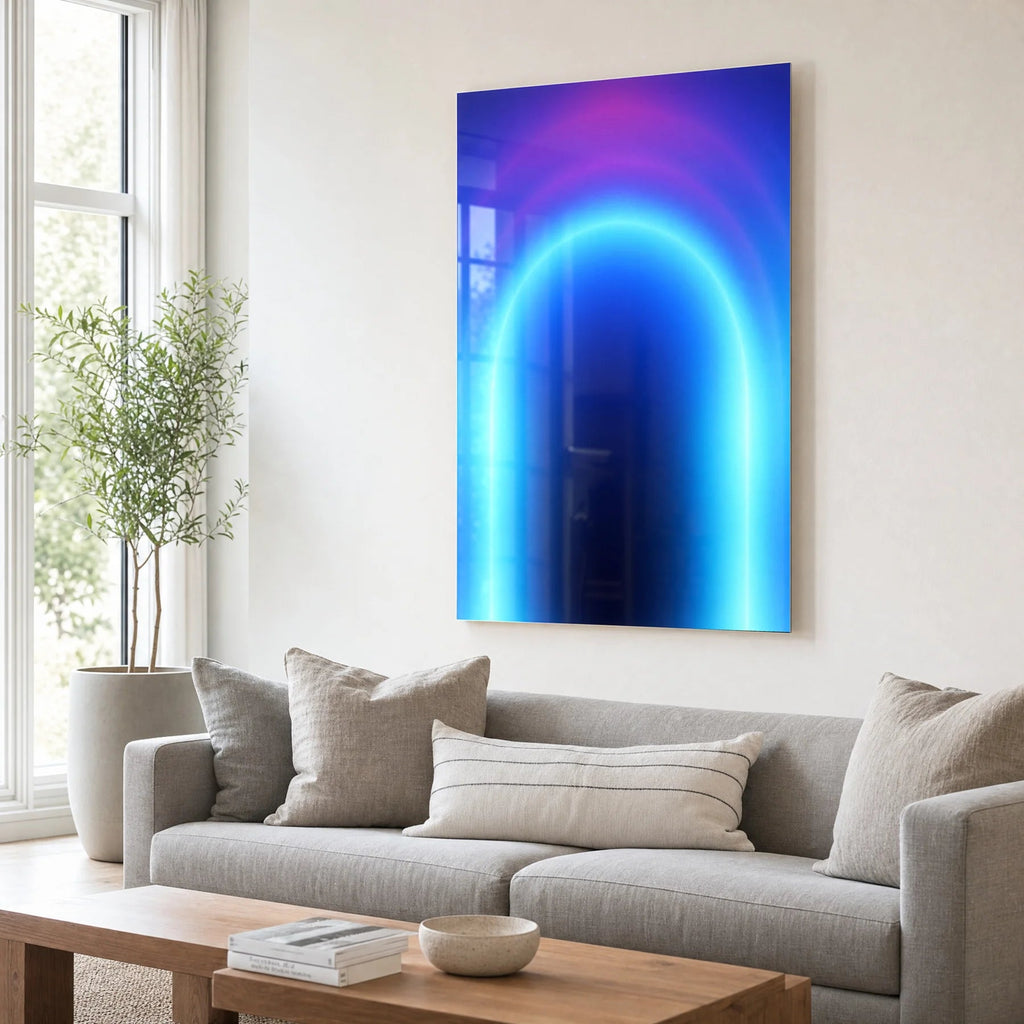 Cobalt Arch shown at scale in a living room