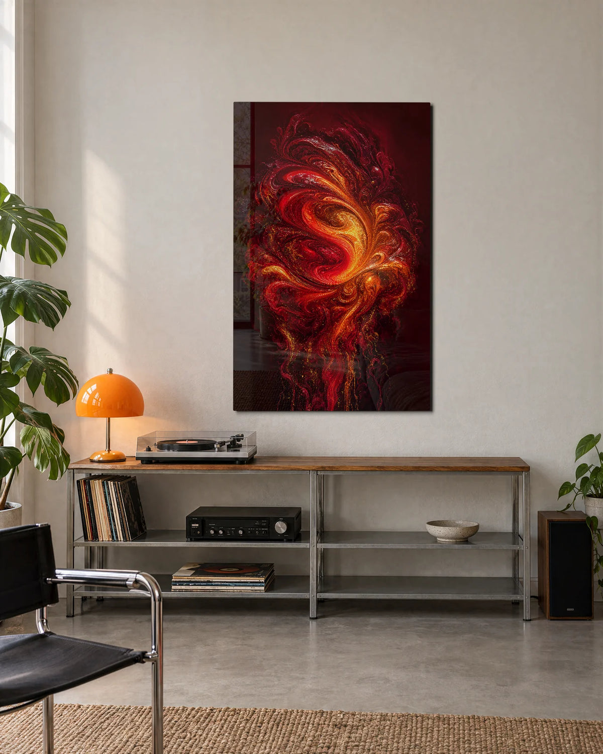 Flame in Motion — shown in a living space