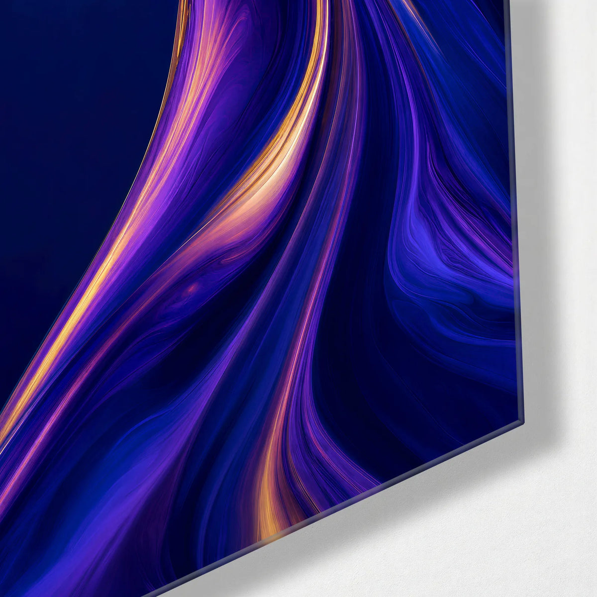Violet Crest — corner detail of glass wall art