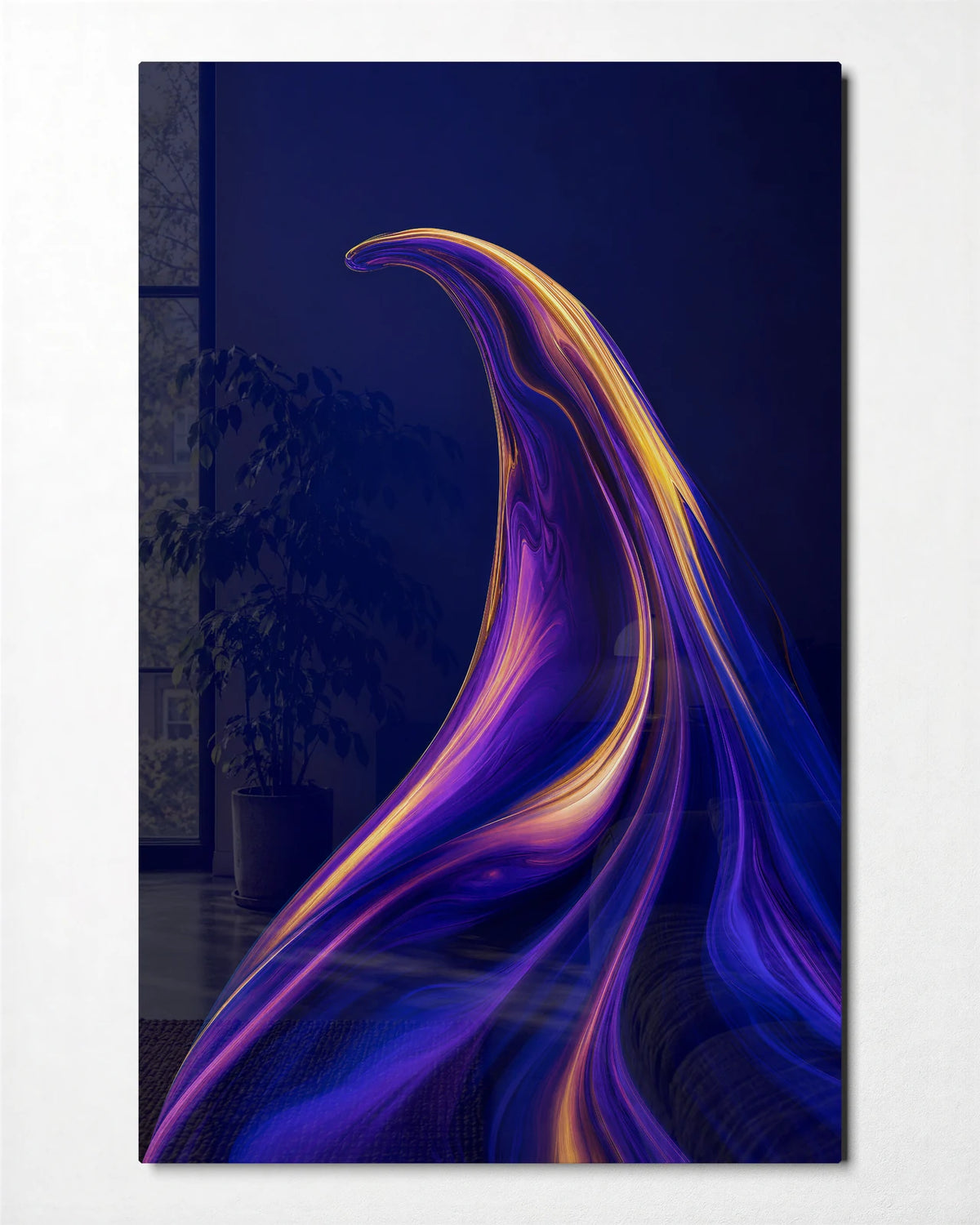 Violet Crest — front view of glass wall art