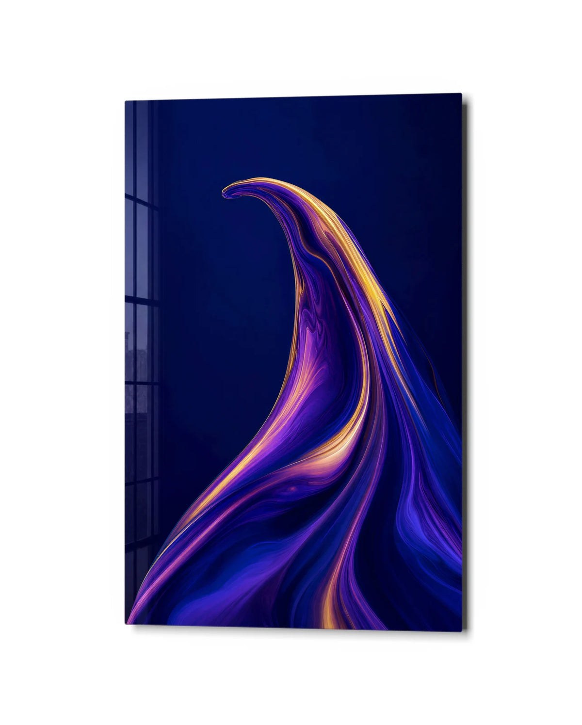 Violet Crest — studio view of glass wall art