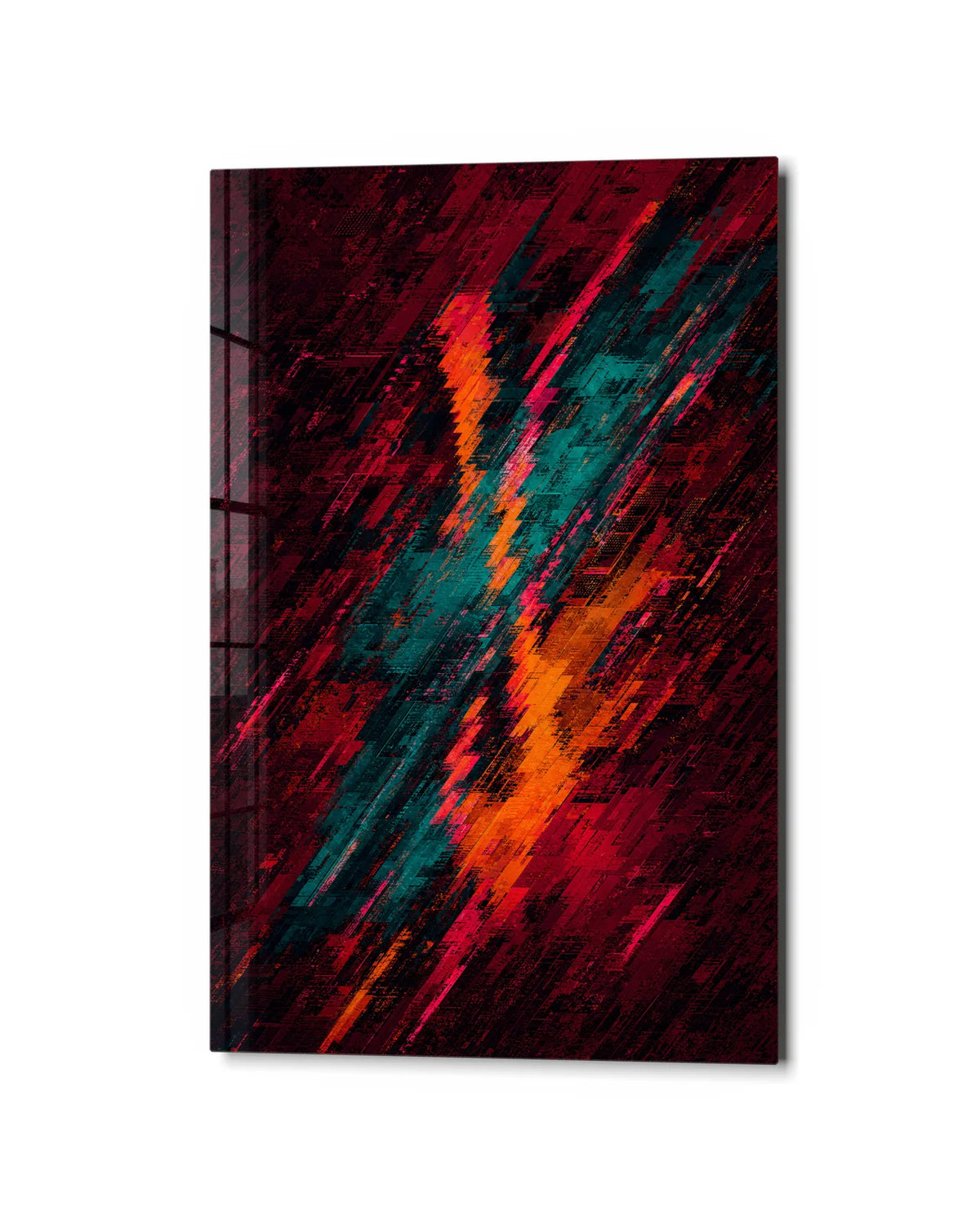Cross Current — studio view of glass wall art