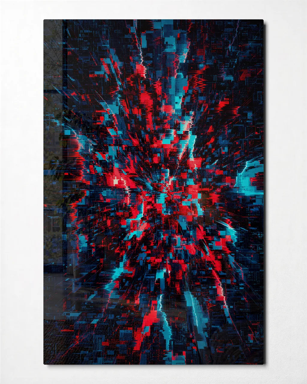 Signal Burst — front view of glass wall art