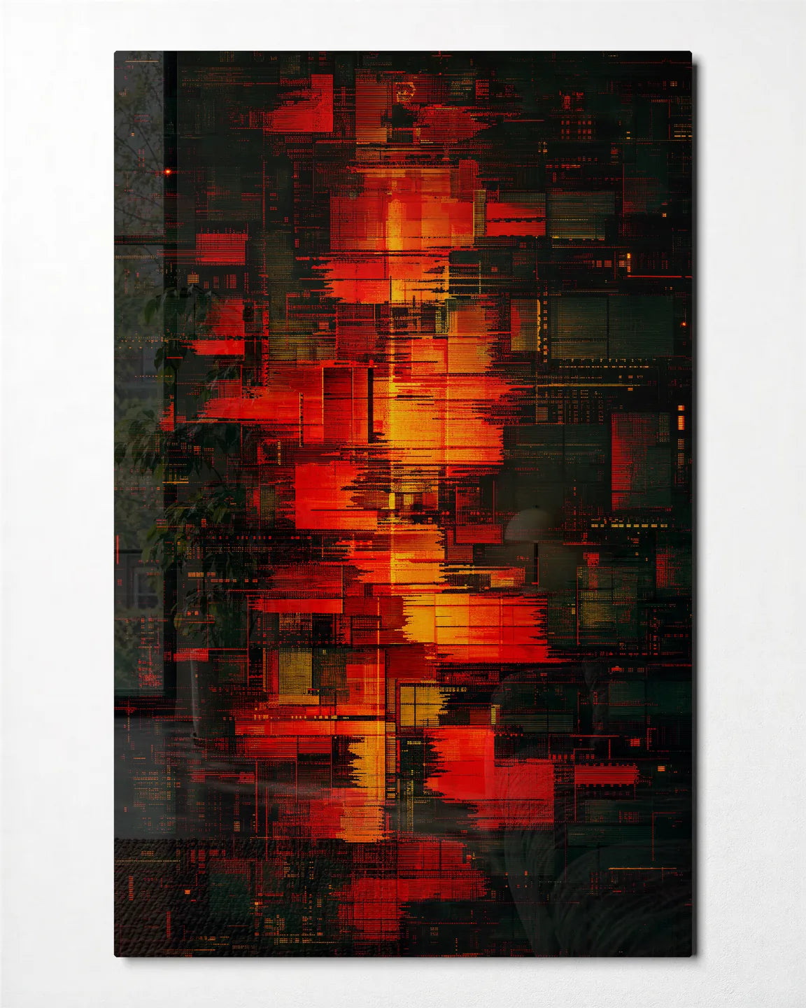 After Dark Blocks — front view of glass wall art