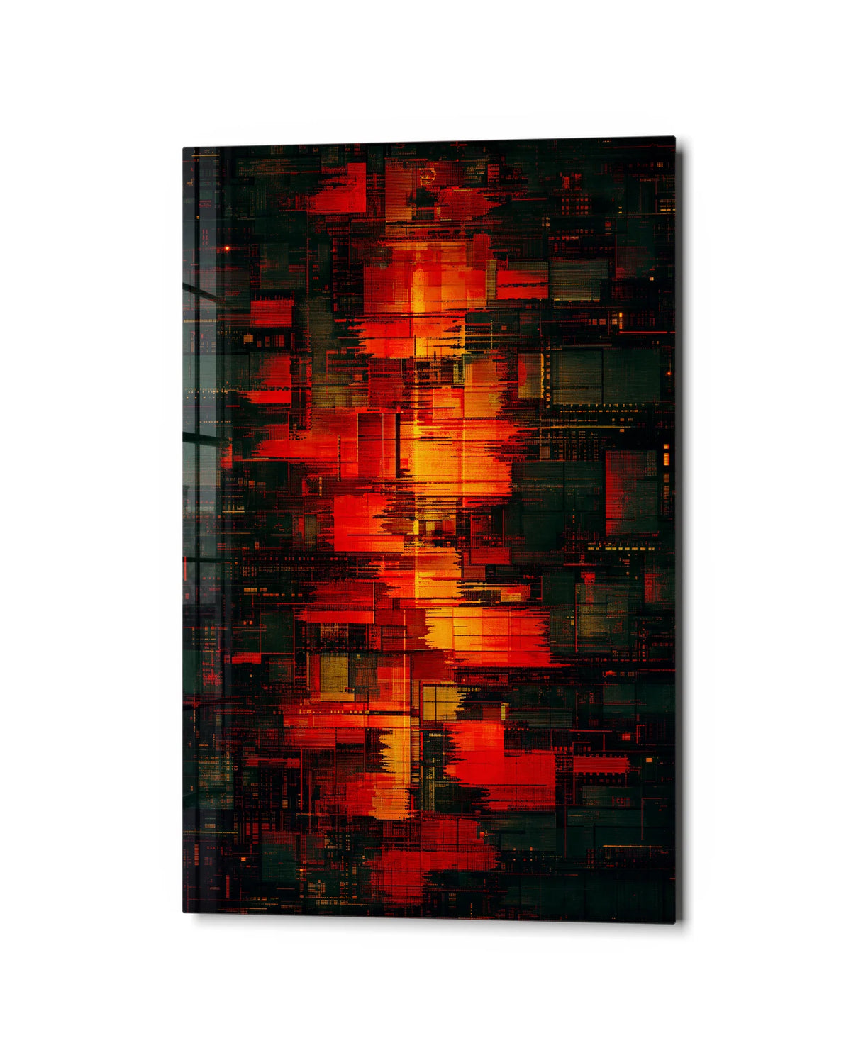 After Dark Blocks — studio view of glass wall art