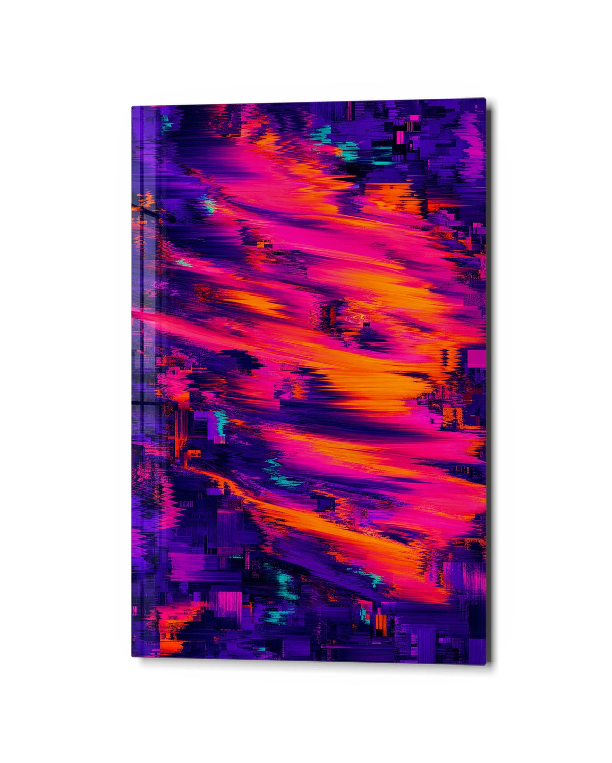 Signal Rush — studio view of glass wall art