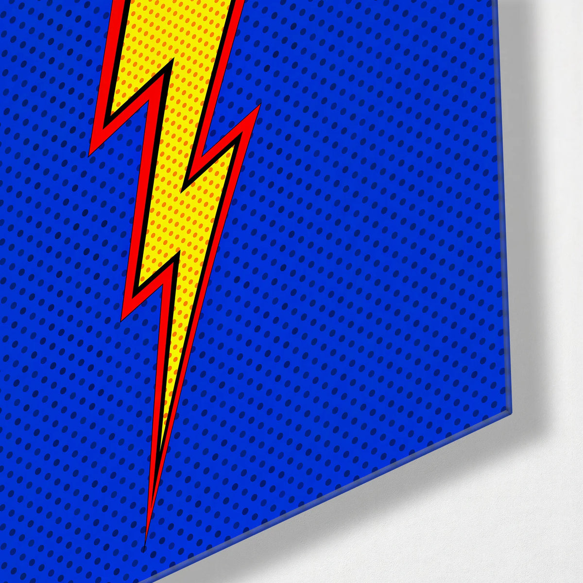 Yellow Flash — corner detail of glass wall art