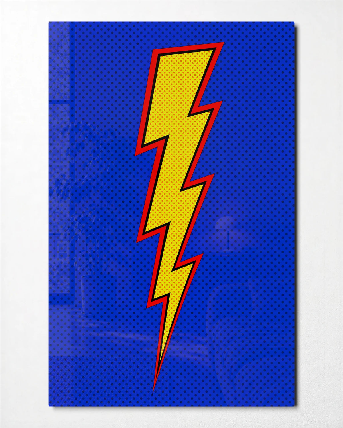 Yellow Flash — front view of glass wall art