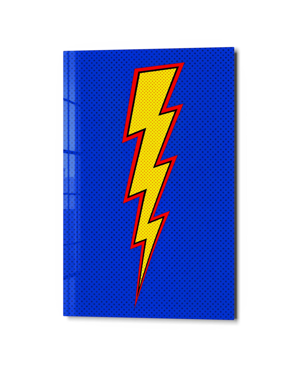 Yellow Flash — studio view of glass wall art