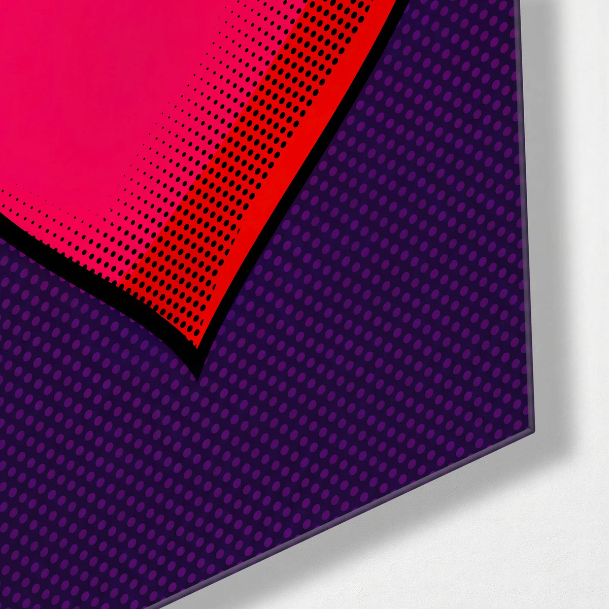Heart Pop — corner detail of glass wall art