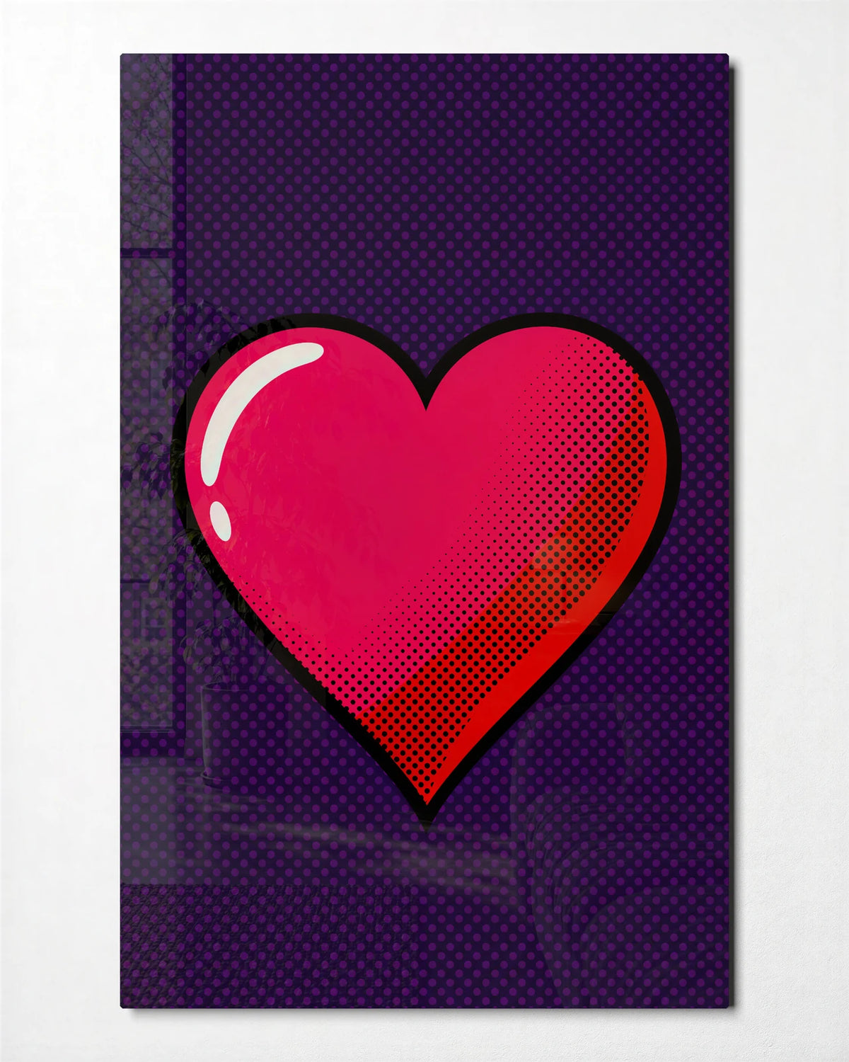 Heart Pop — front view of glass wall art