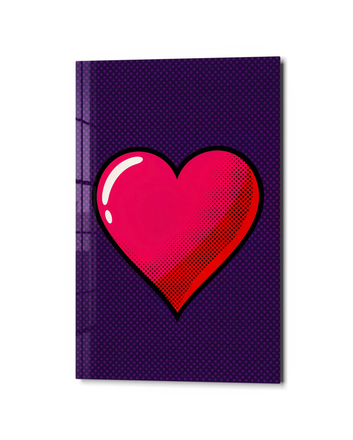 Heart Pop — studio view of glass wall art