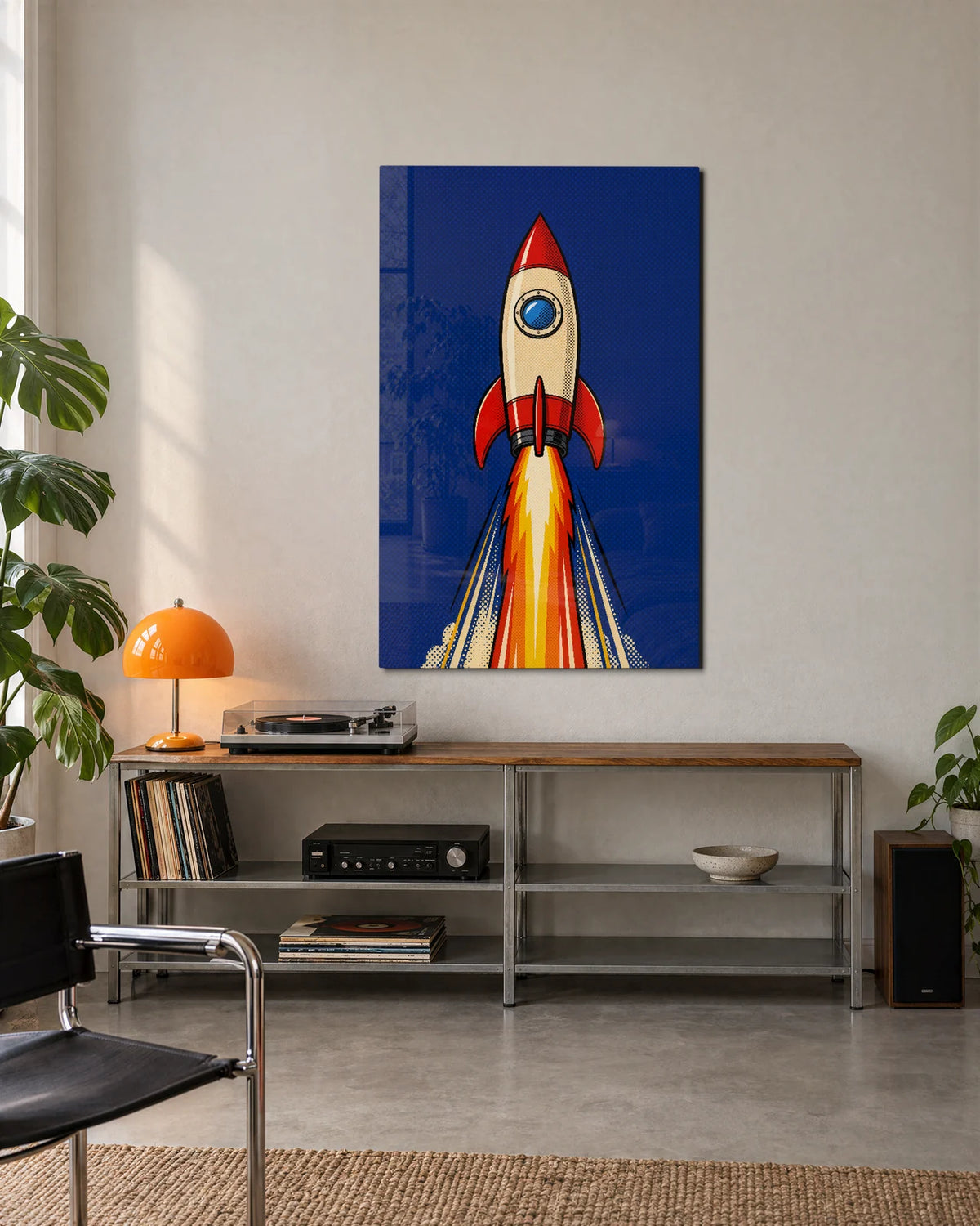 Rocket Through Blue — shown in a living space