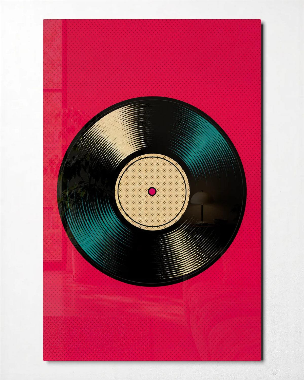 On the Record — front view of glass wall art