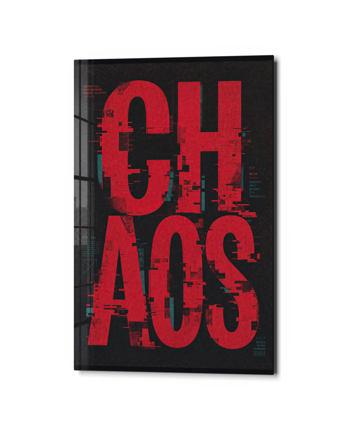 Order in Chaos — studio view of glass wall art