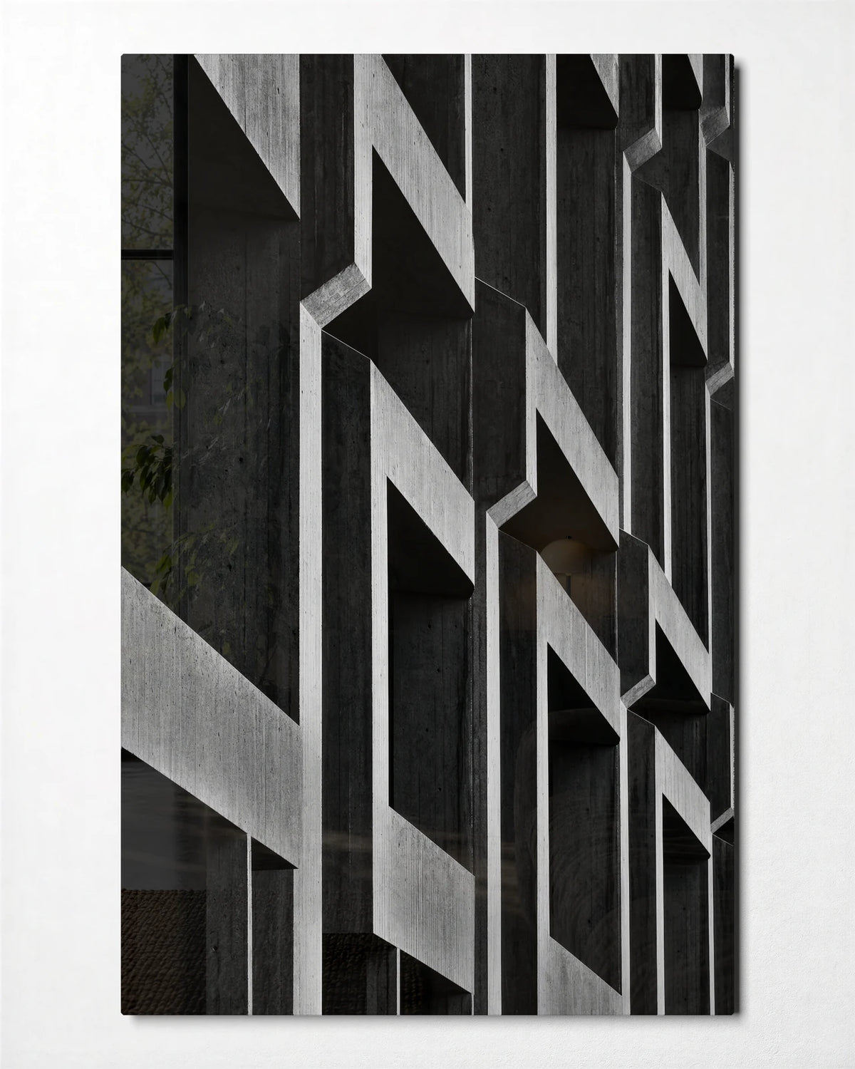 Concrete Rhythm — front view of glass wall art