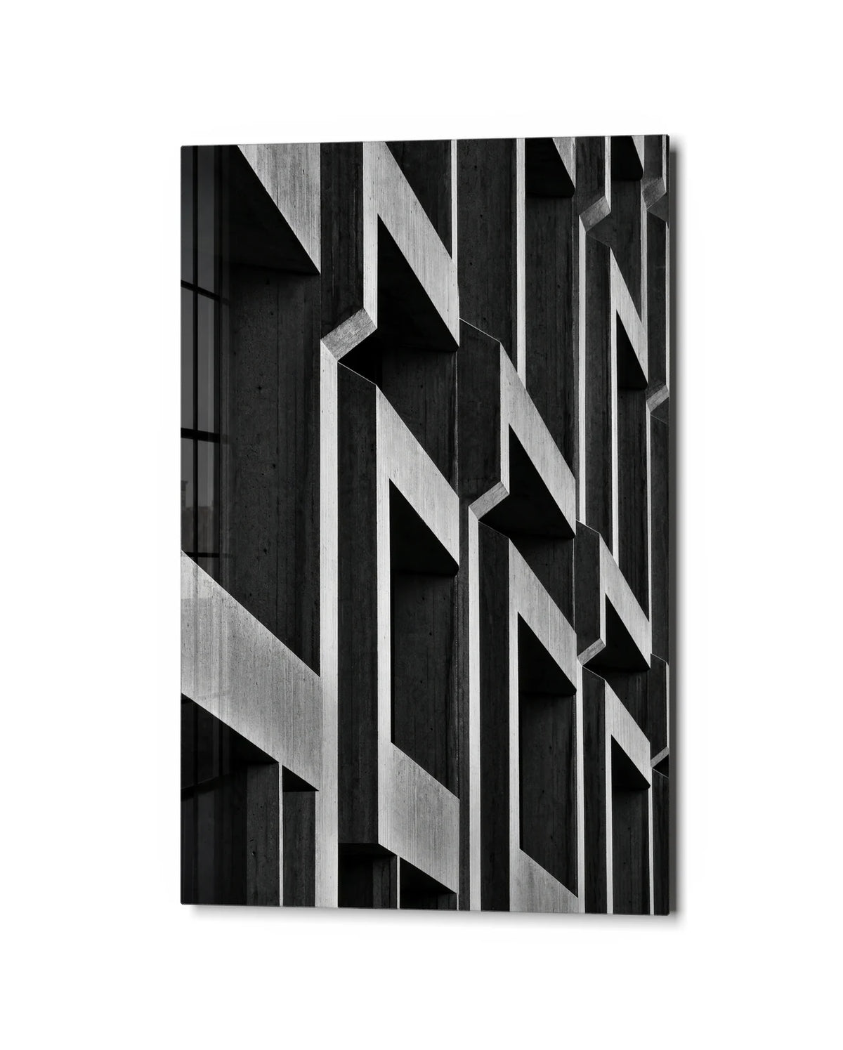 Concrete Rhythm — studio view of glass wall art