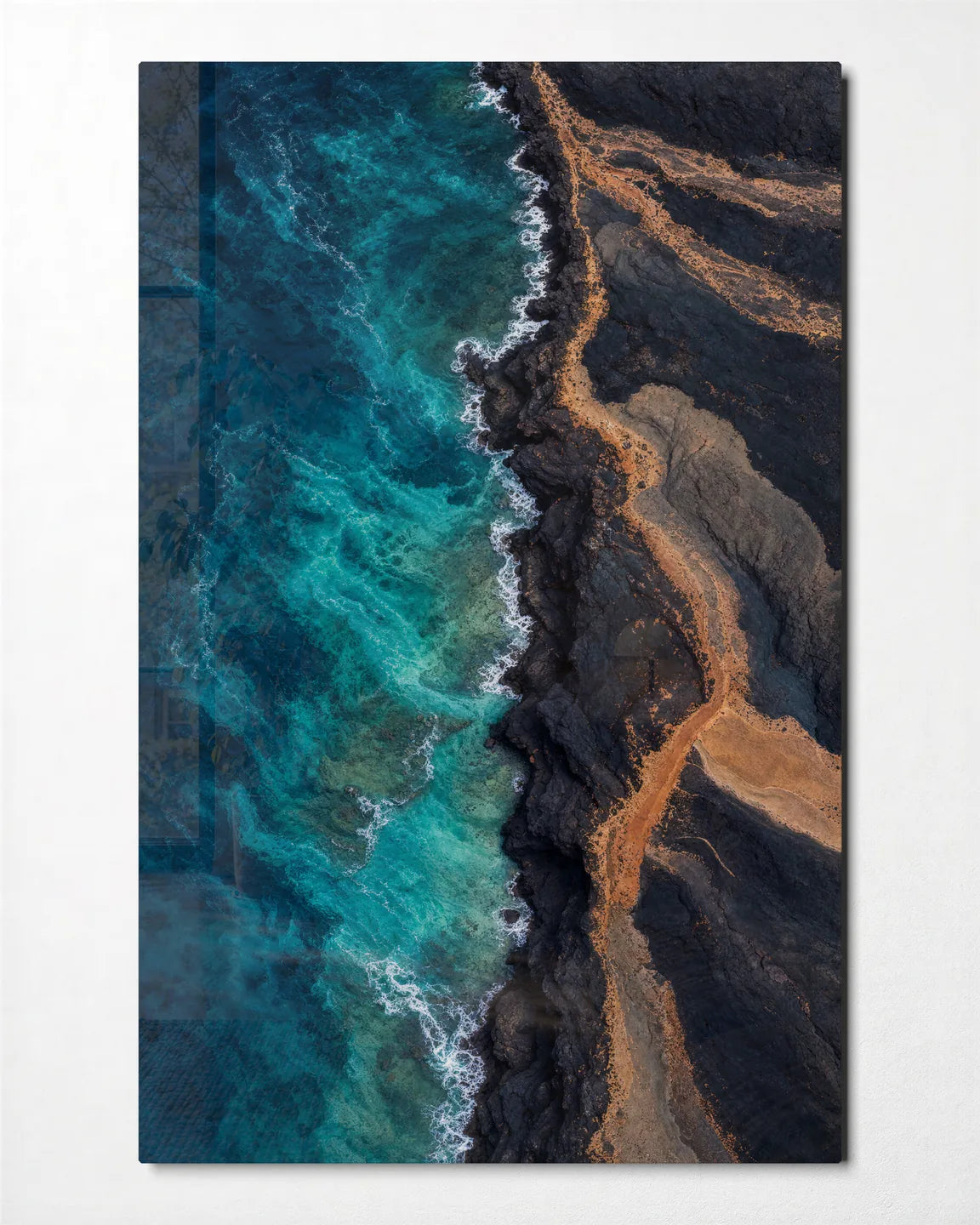 Edge of Blue — front view of glass wall art