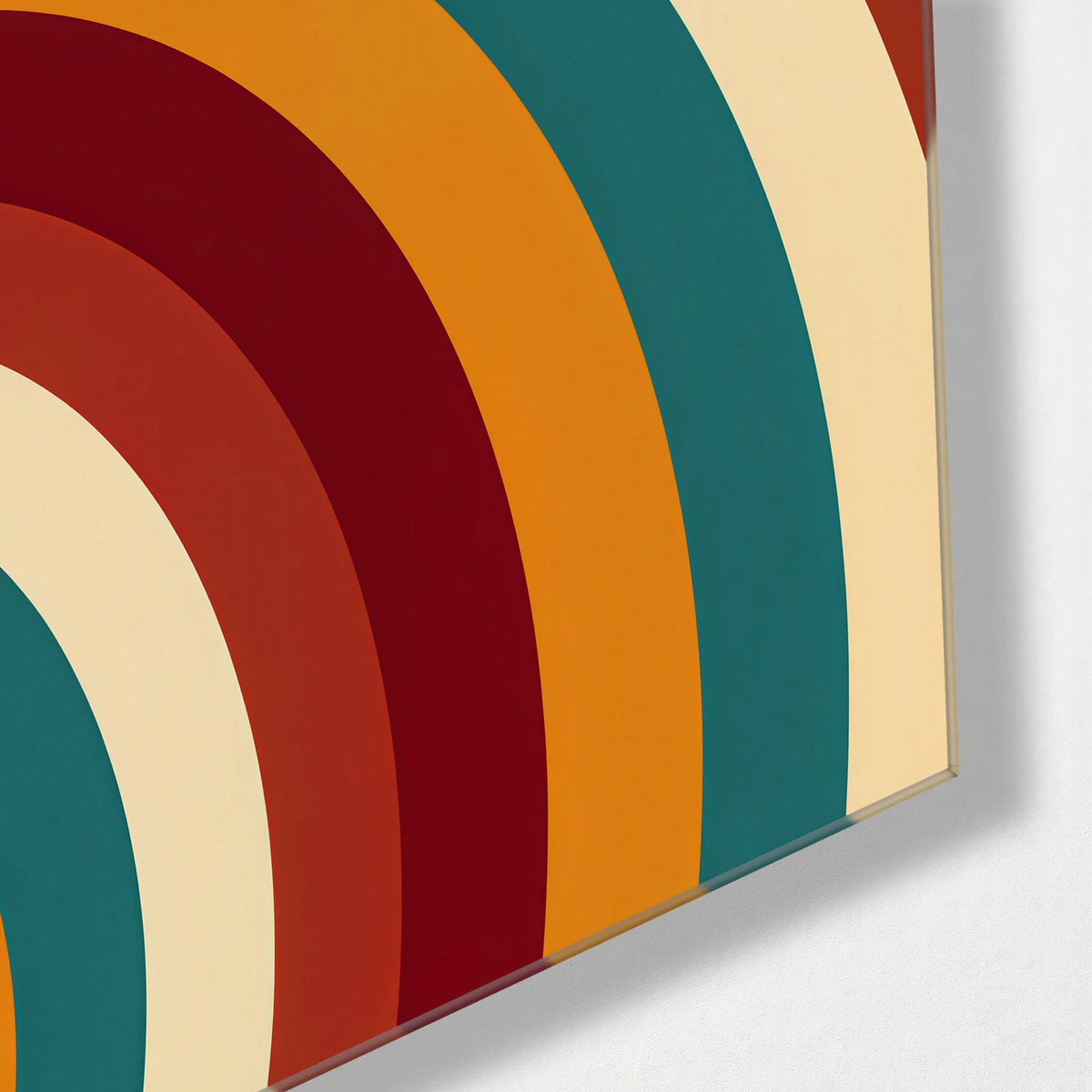 Warm Radius — corner detail of glass wall art