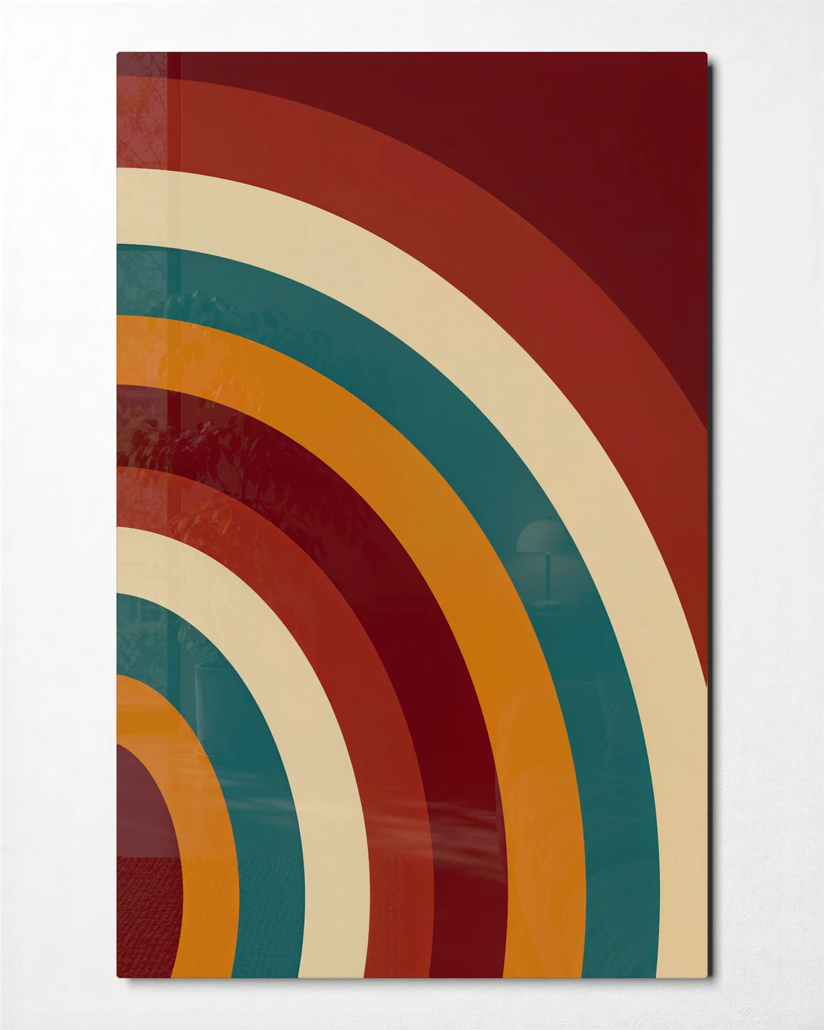 Warm Radius — front view of glass wall art
