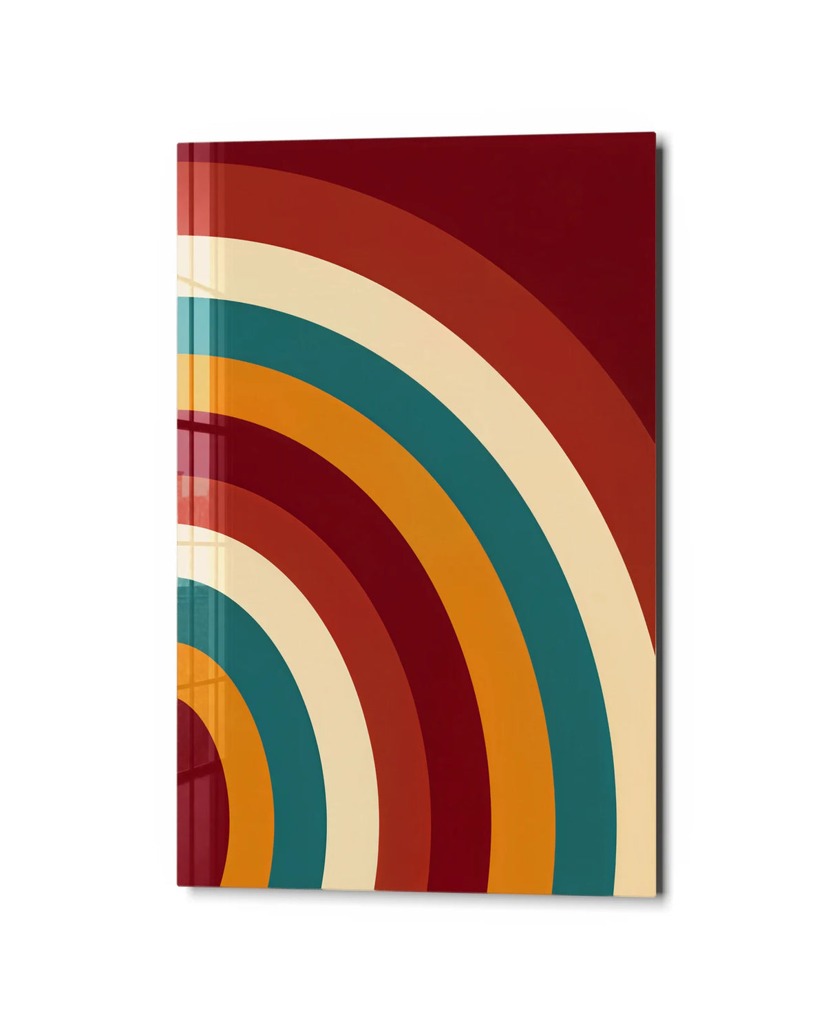 Warm Radius — studio view of glass wall art