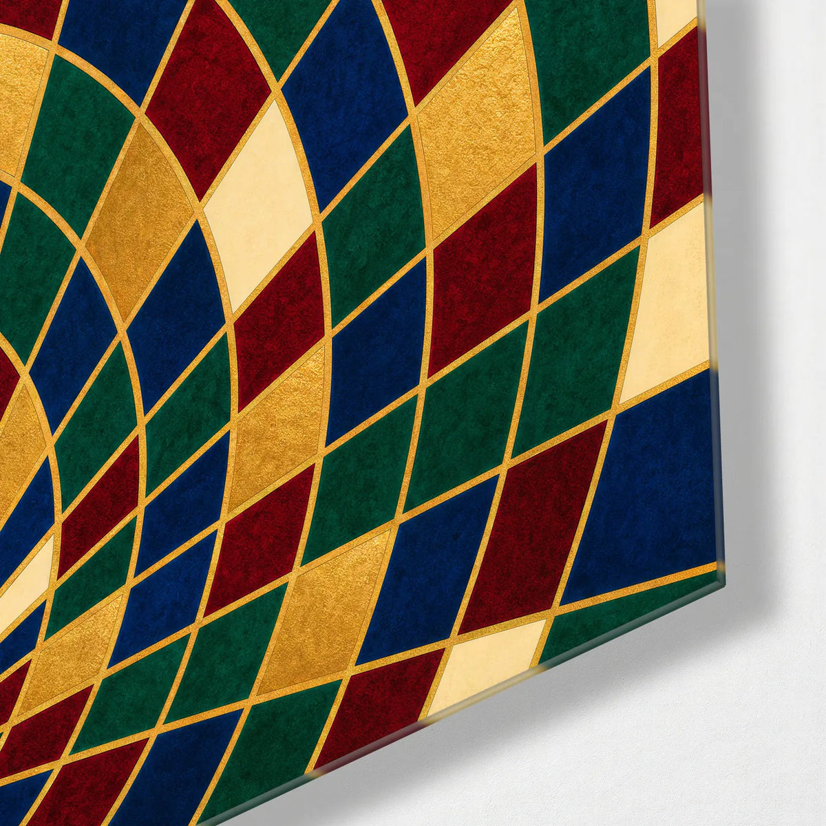 Colour in Orbit — corner detail of glass wall art