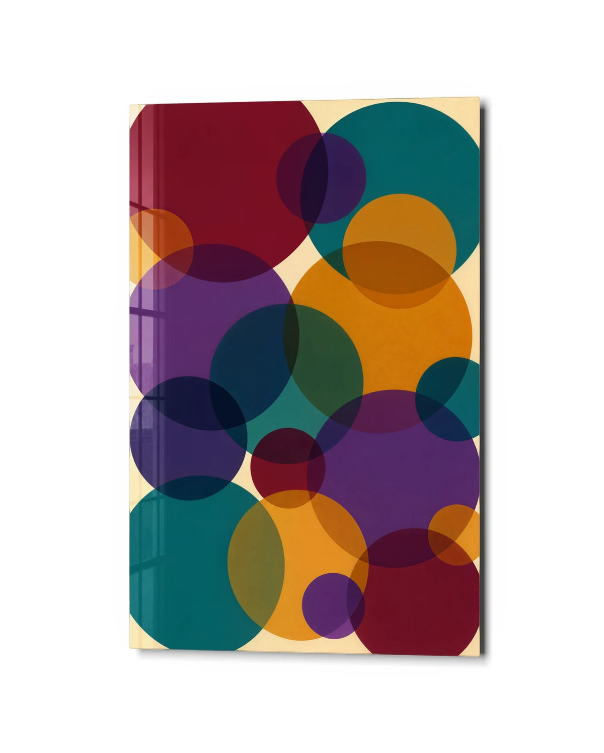 Circles in Company — studio view of glass wall art