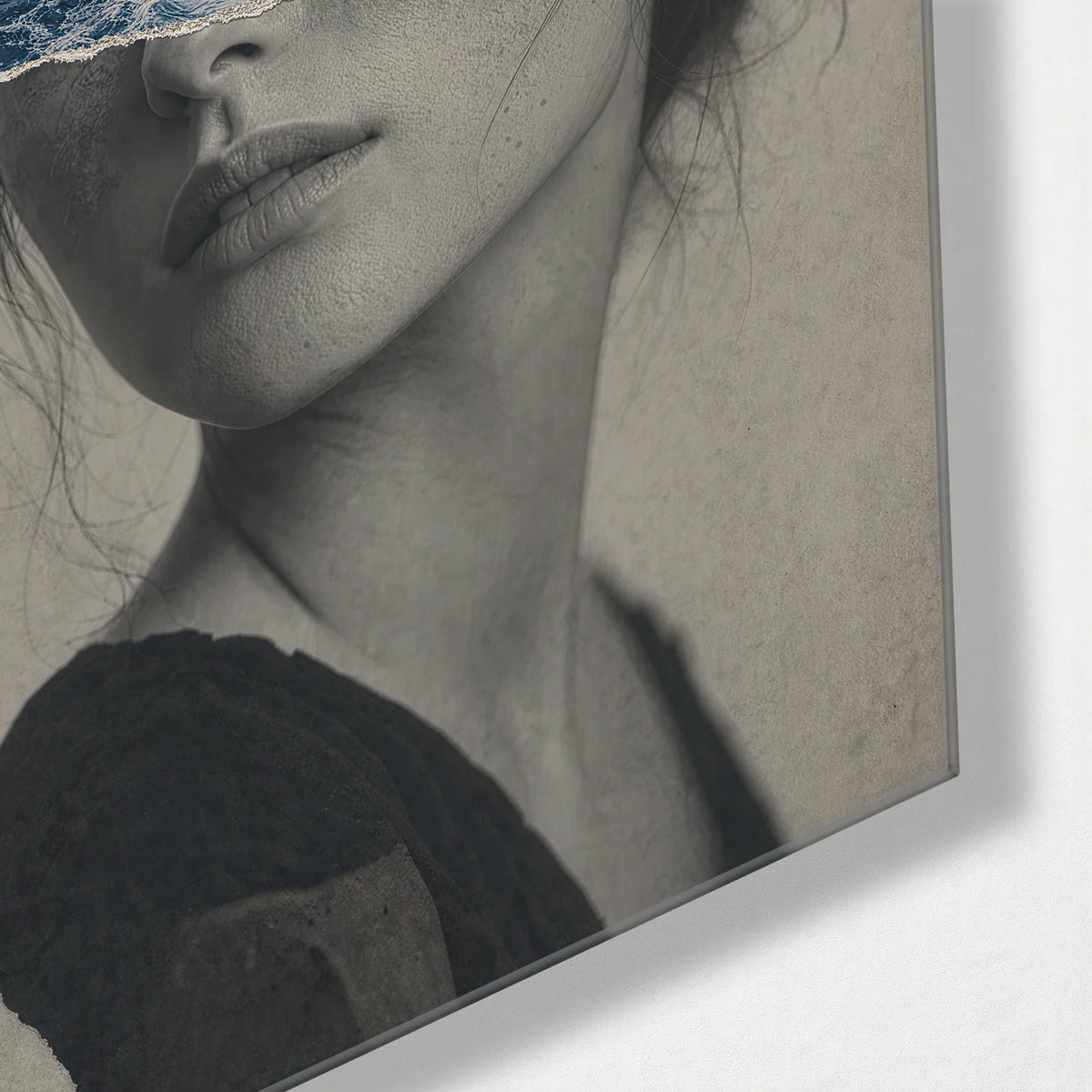 Sea on My Mind — corner detail of glass wall art