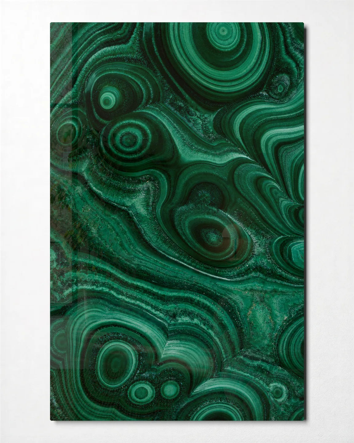Green Contours — front view of glass wall art