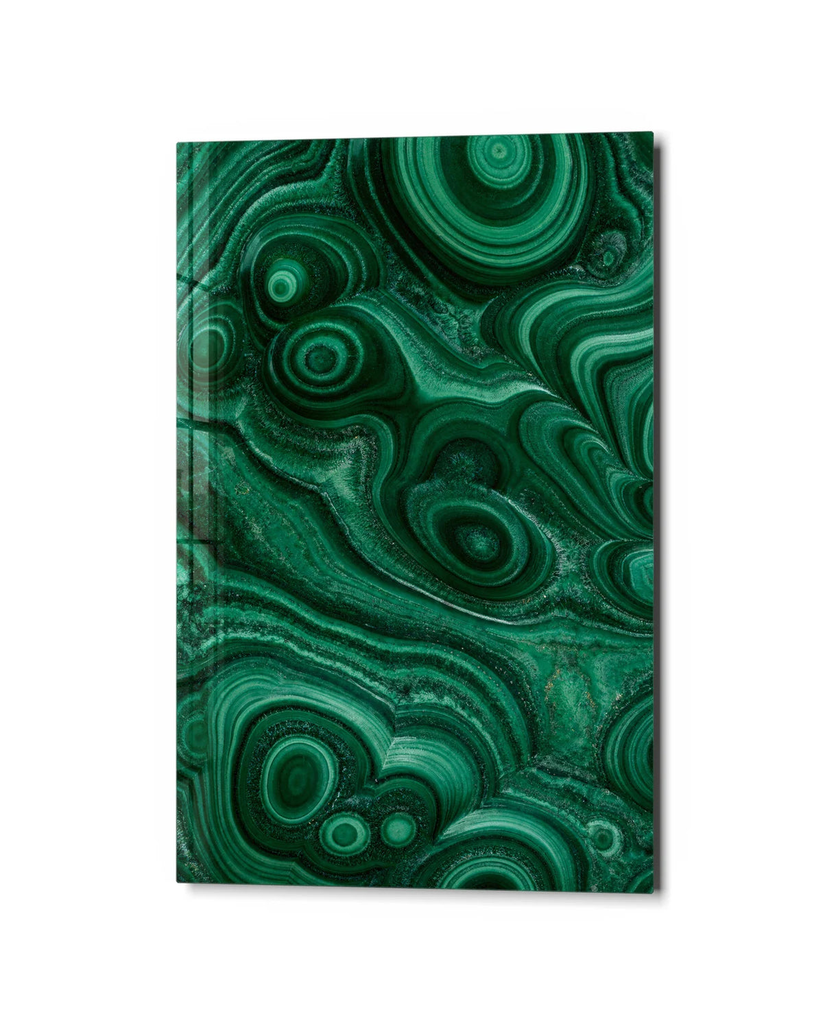 Green Contours — studio view of glass wall art