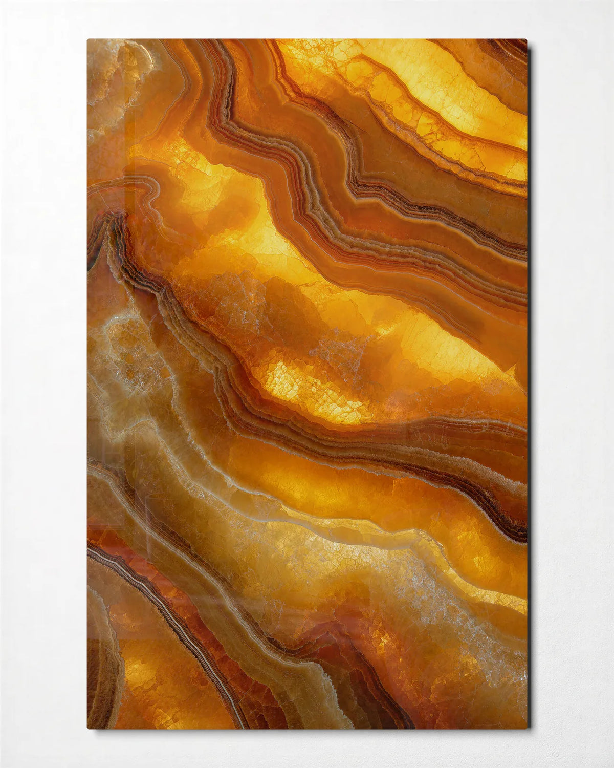 Amber Layers — front view of glass wall art