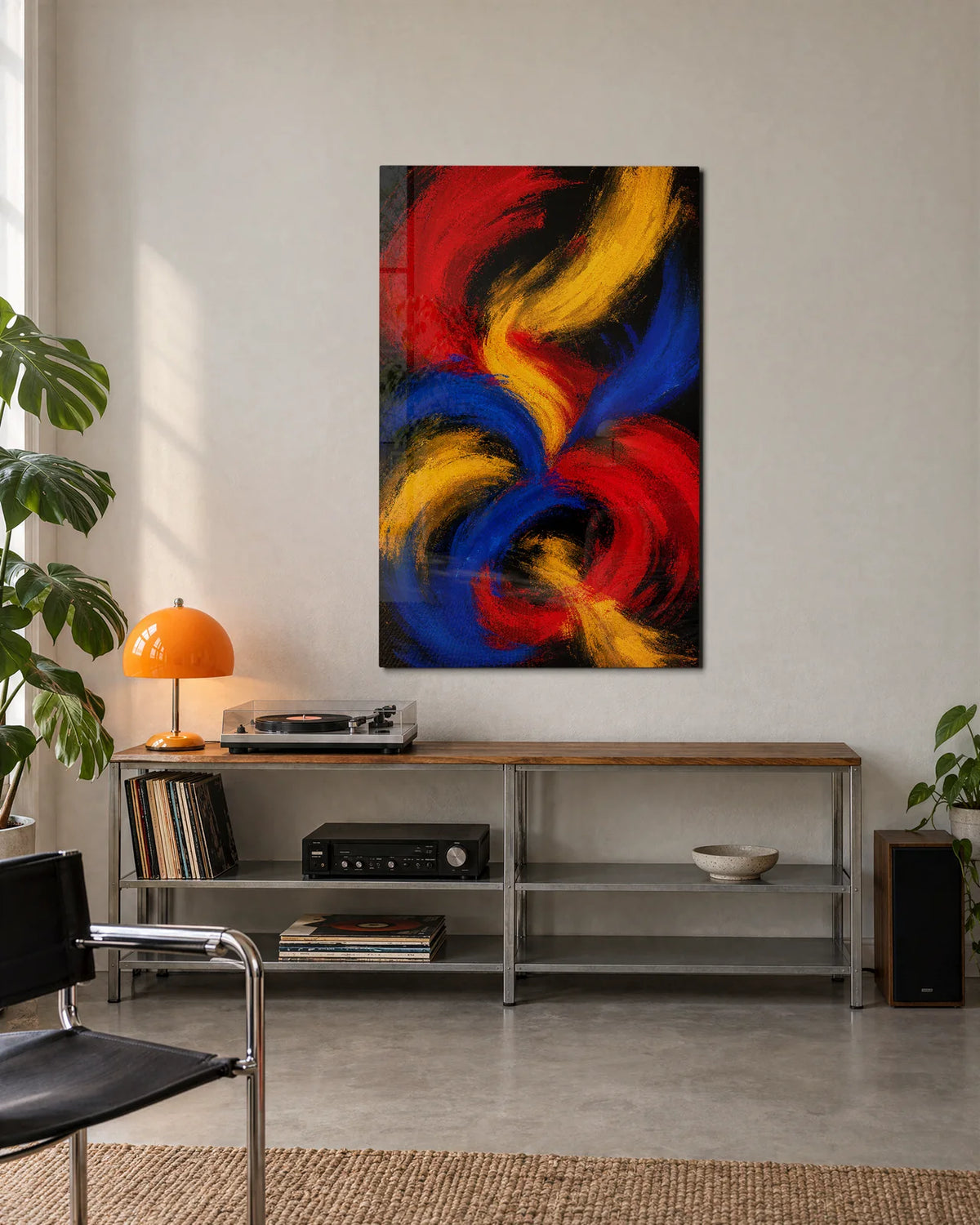 Primary Colours Turning — shown in a living space
