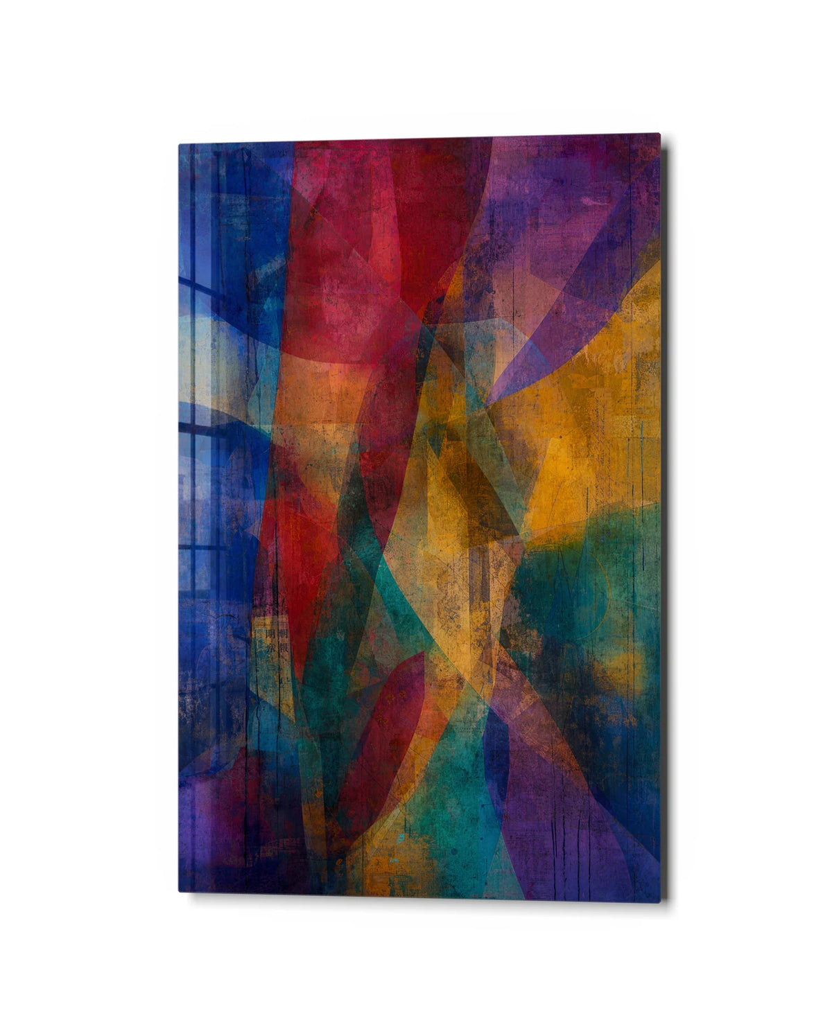 Layered Colour — studio view of glass wall art