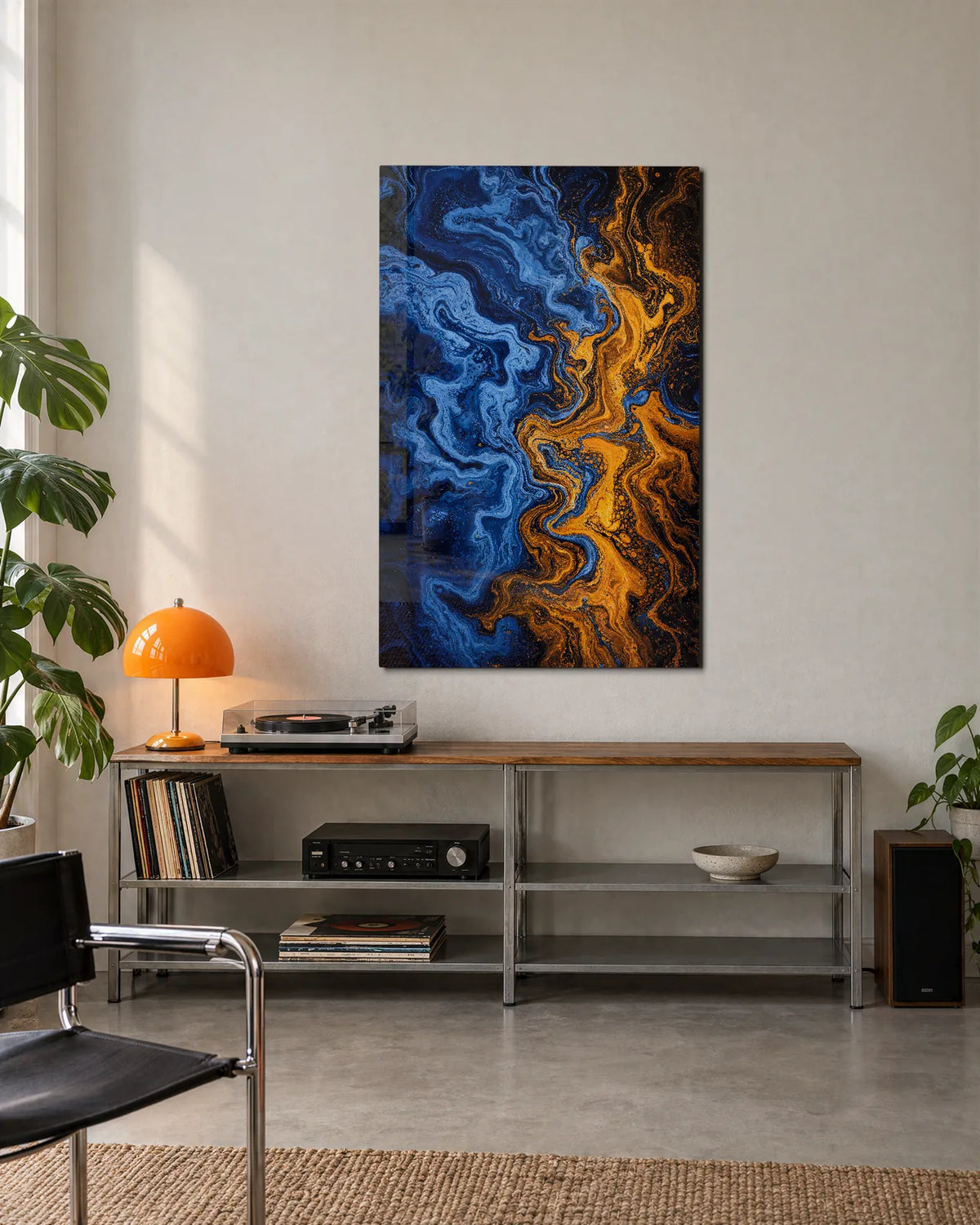 Blue Meets Amber — shown in a living space