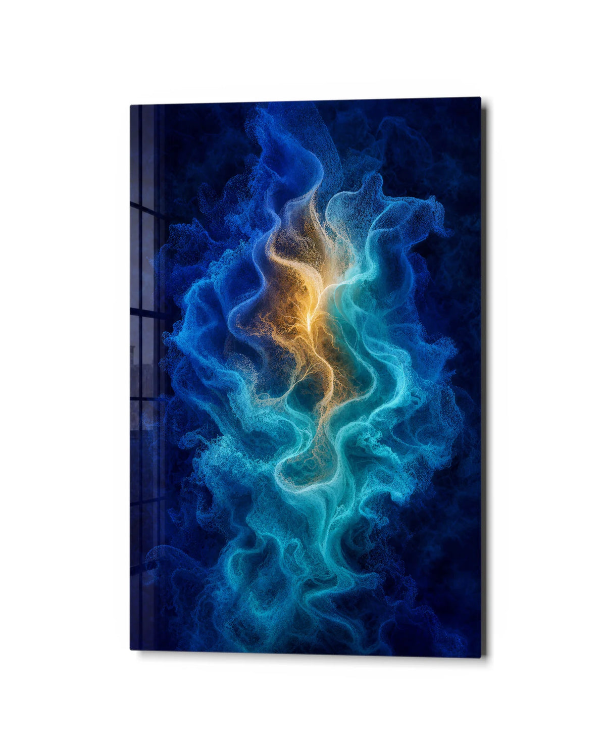 A Thread of Light — studio view of glass wall art