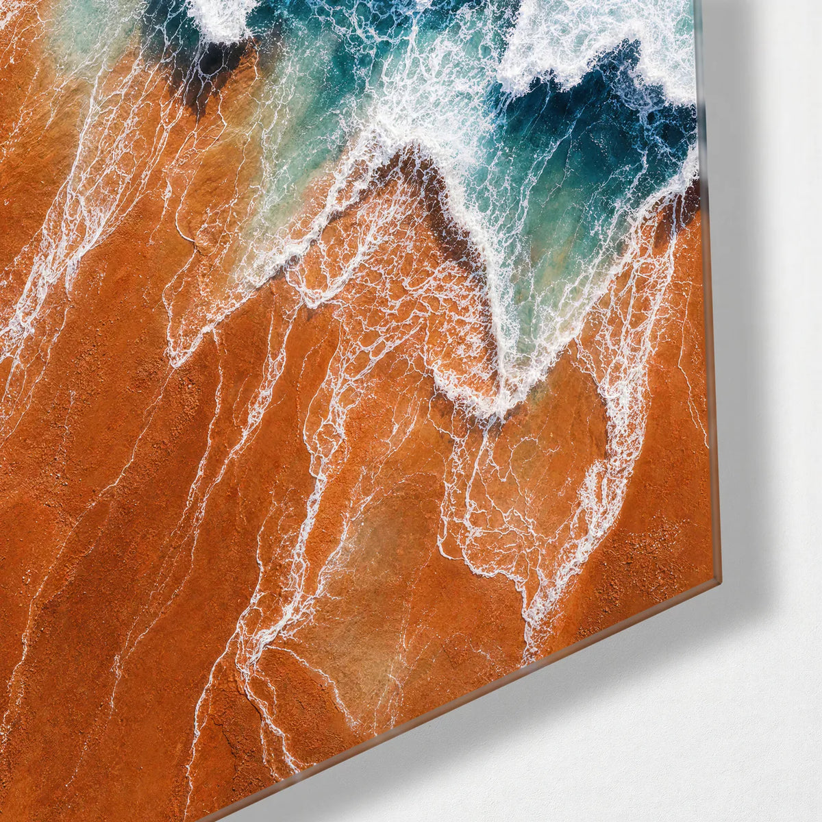 Salt and Sand — corner detail of glass wall art