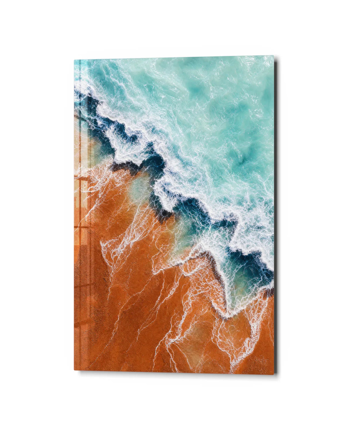 Salt and Sand — studio view of glass wall art