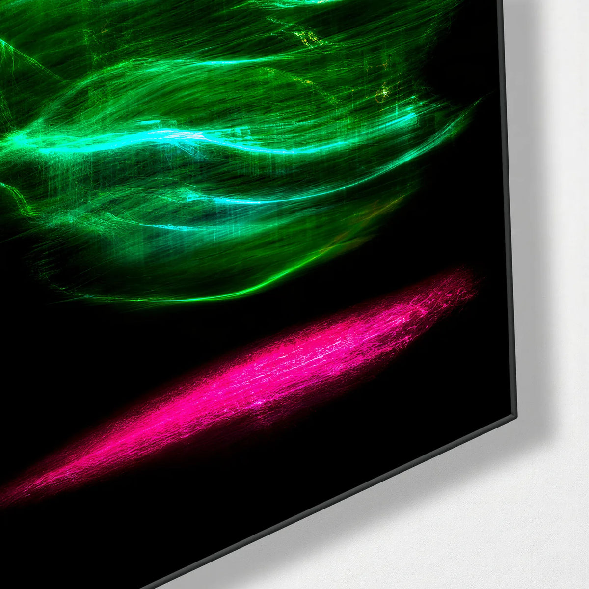 Green Apparition — corner detail of glass wall art