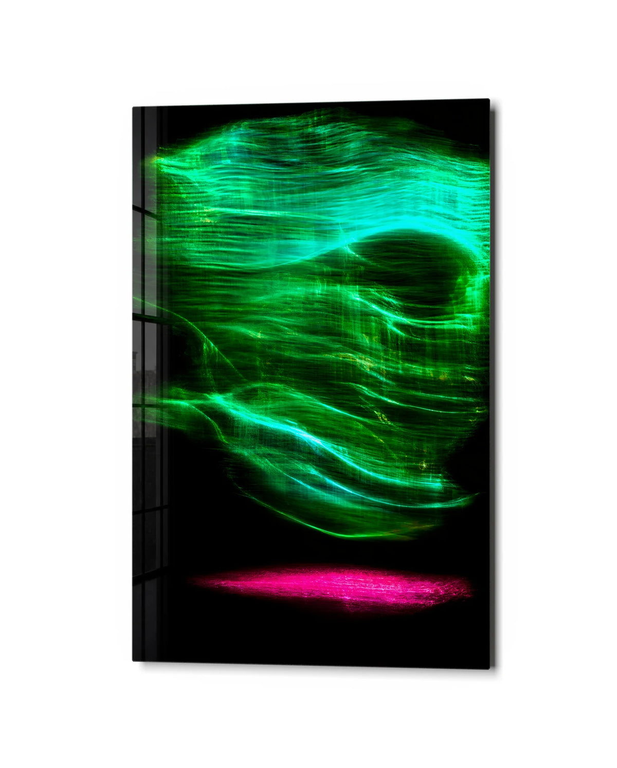 Green Apparition — studio view of glass wall art