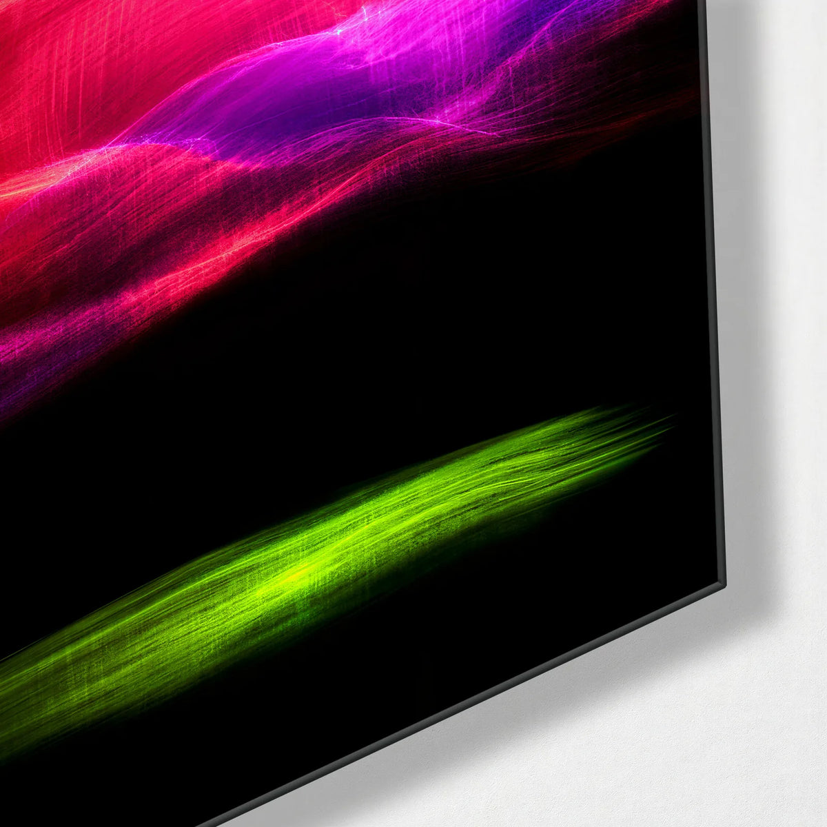 Pink Suspended — corner detail of glass wall art