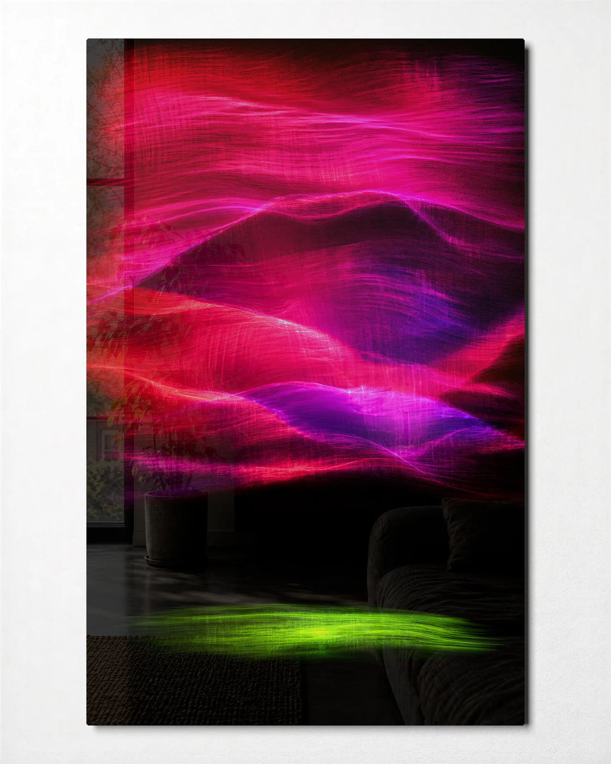 Pink Suspended — front view of glass wall art