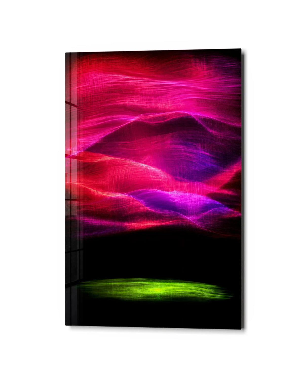 Pink Suspended — studio view of glass wall art