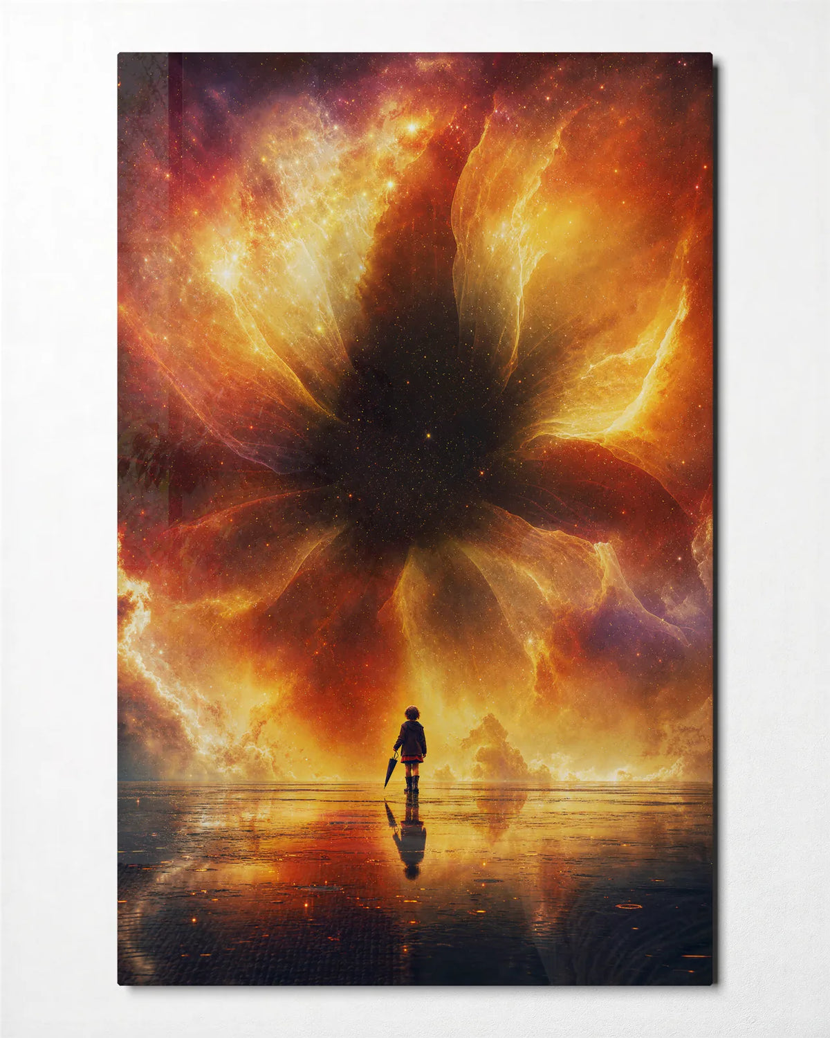 Beyond the Flare — front view of glass wall art