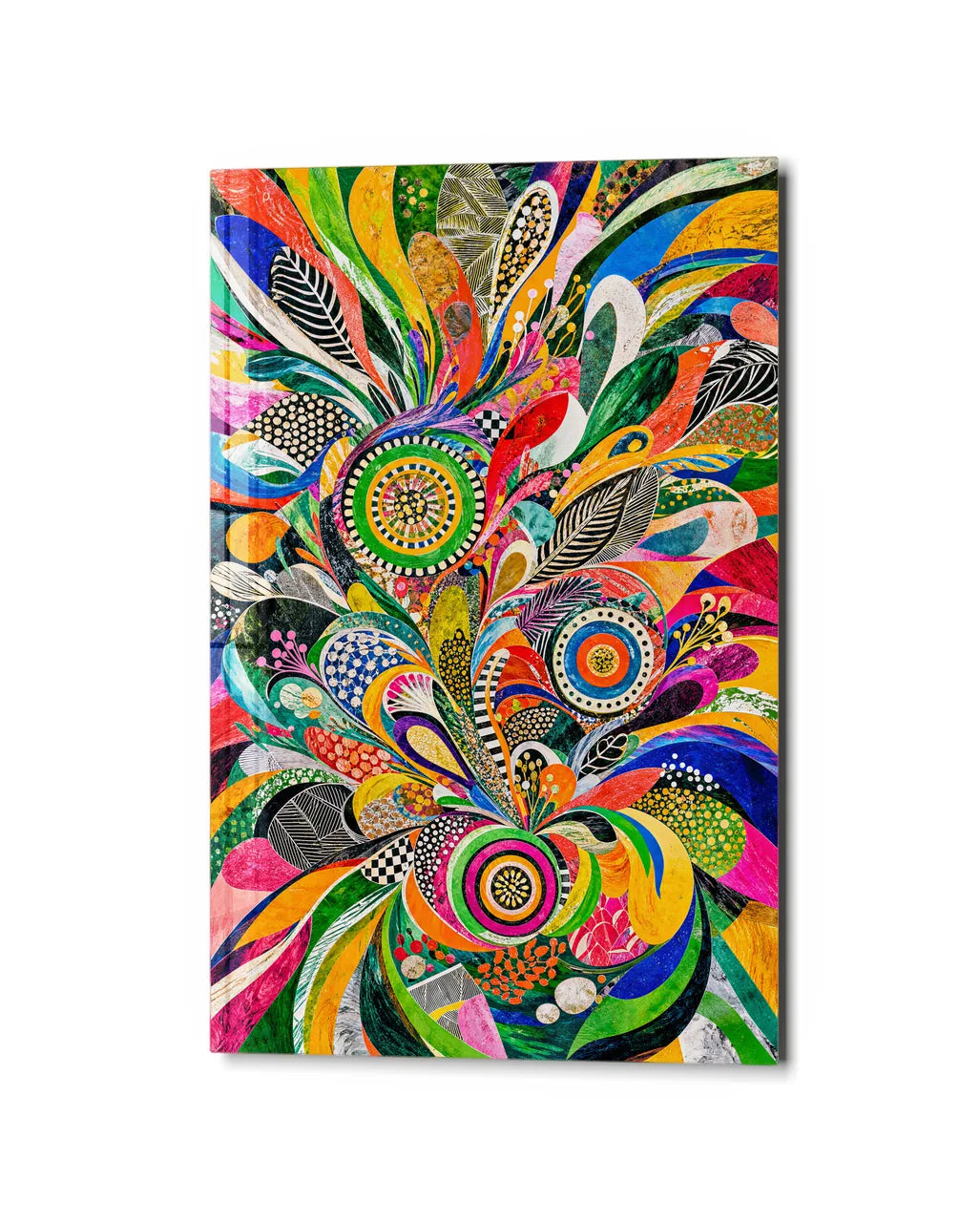 Pattern in Bloom — studio view of glass wall art