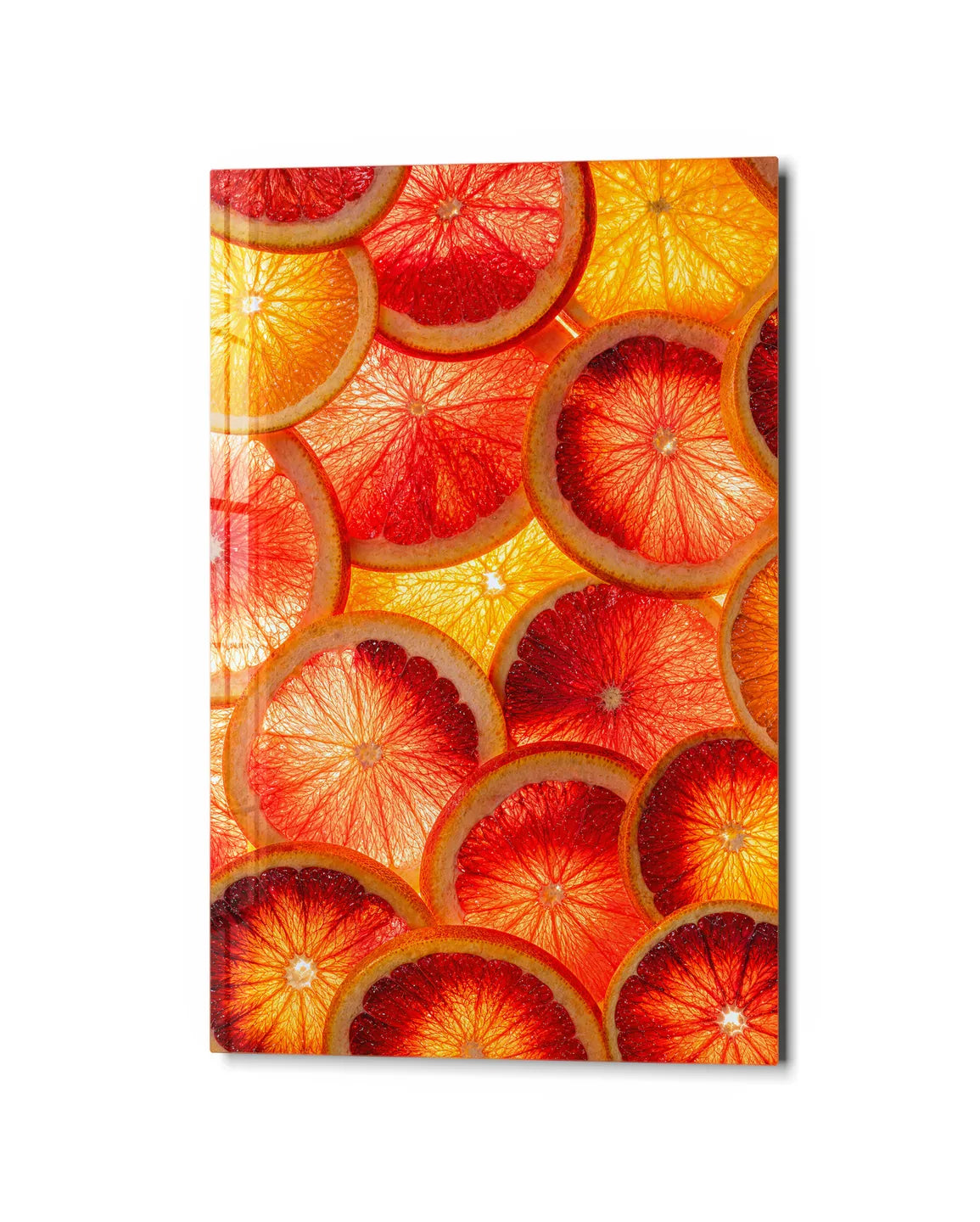Citrus All Over — studio view of glass wall art