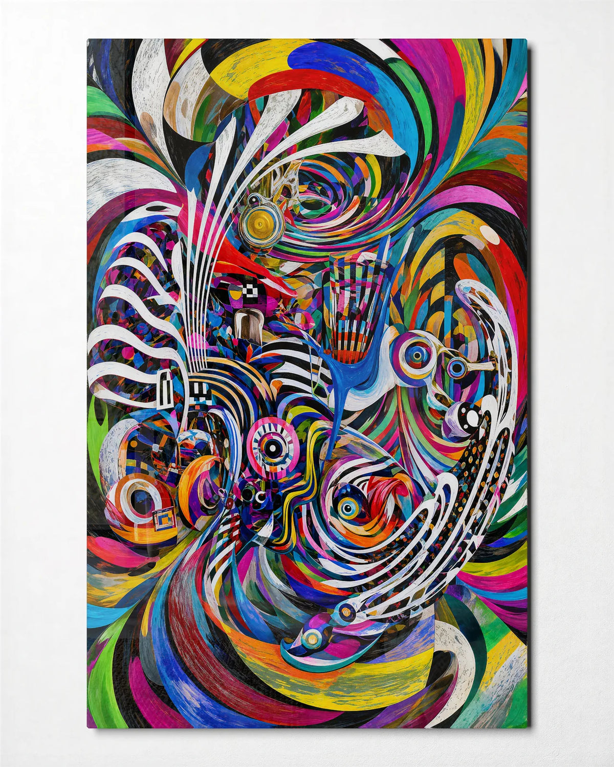 Spinning Sound — front view of glass wall art