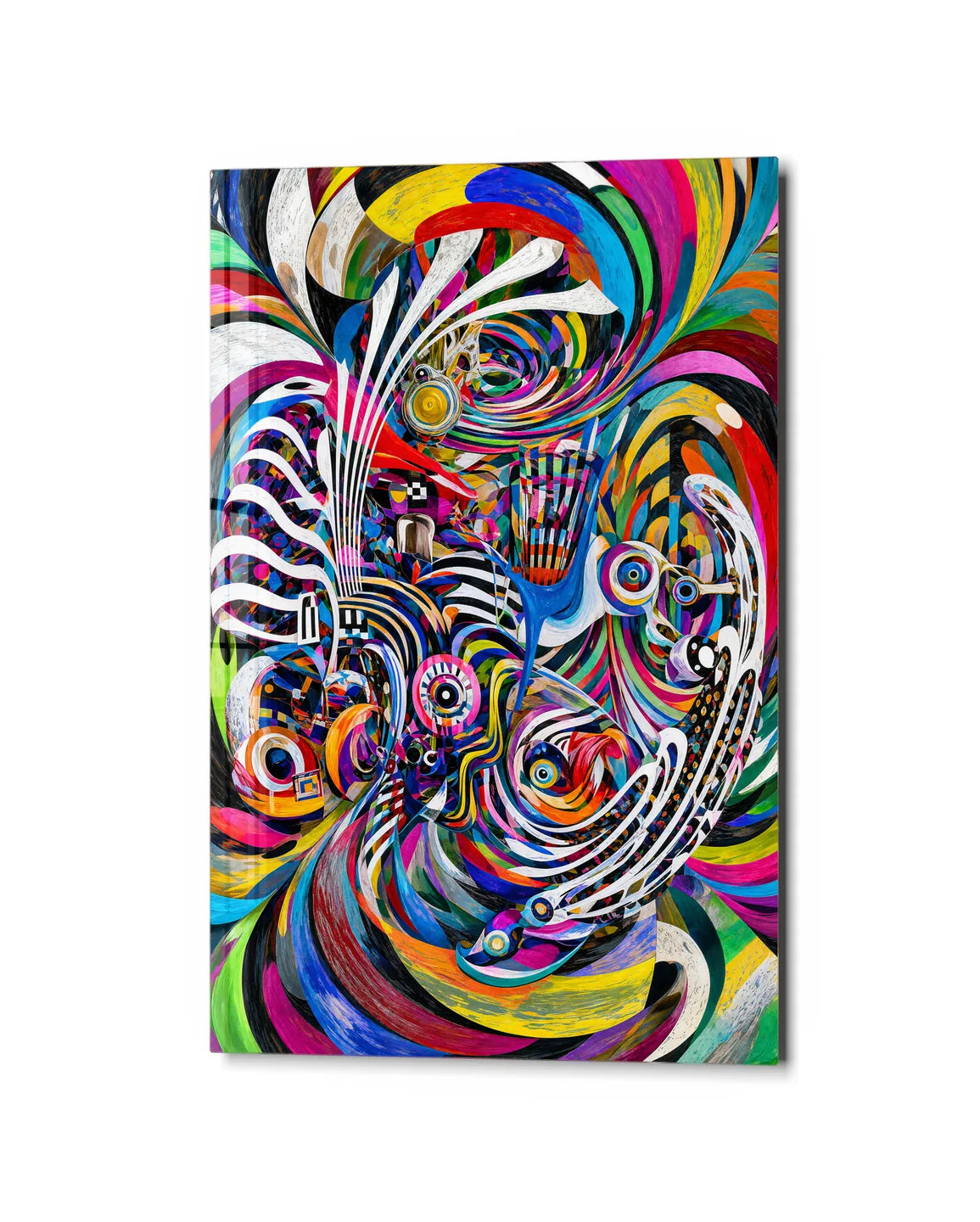 Spinning Sound — studio view of glass wall art