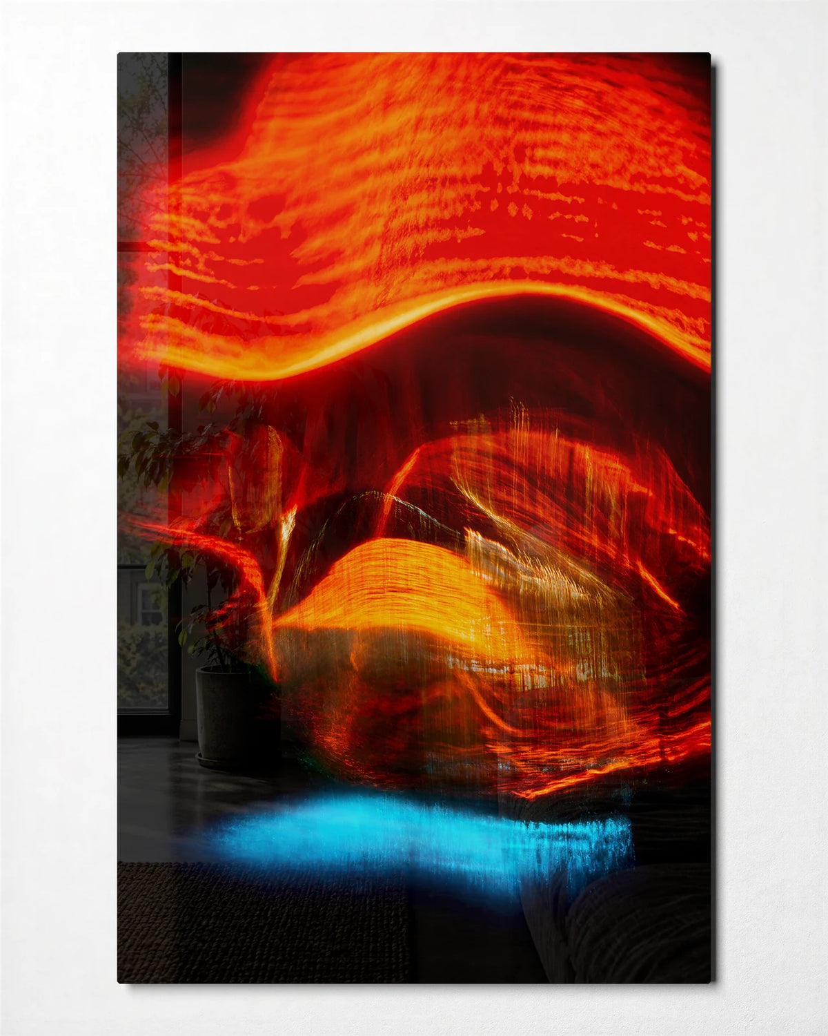 Heat in Motion — front view of glass wall art