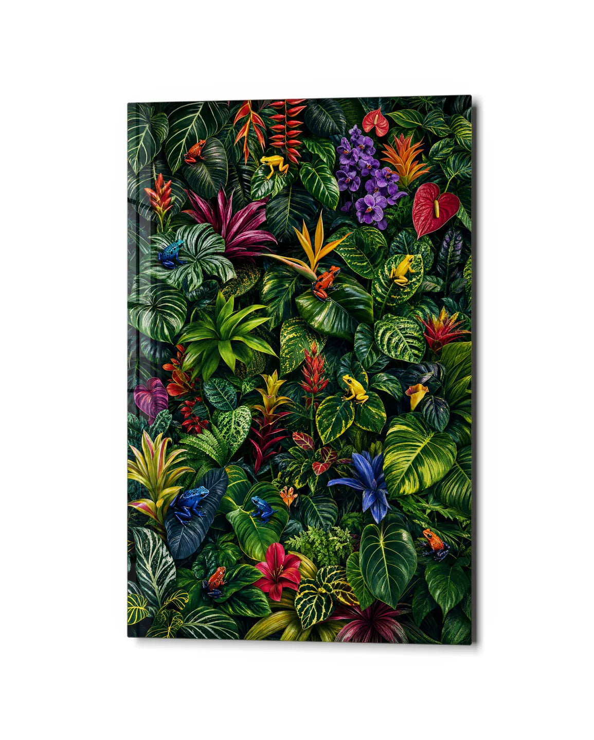Tropical Tangle — studio view of glass wall art