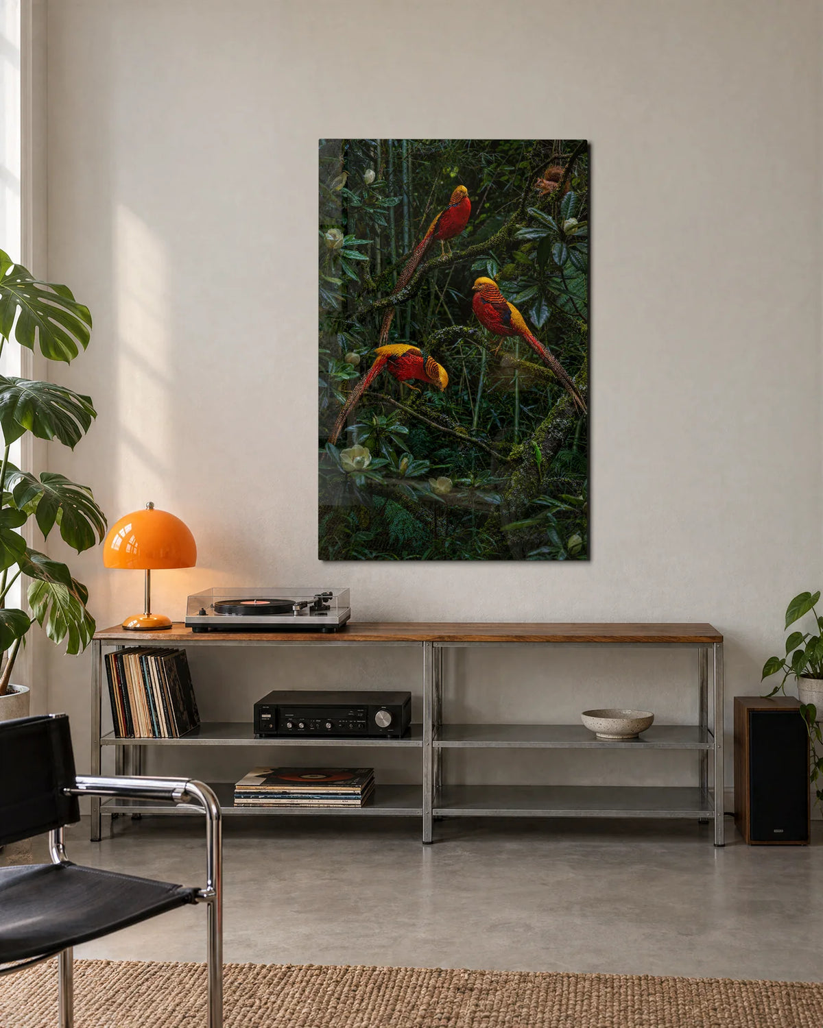 Birds in the Green — shown in a living space